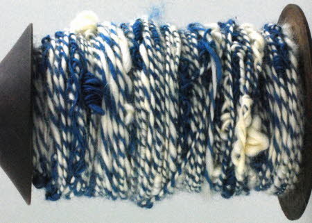snarled wool dyed with woad