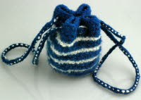 Felted pouch dyed with woad