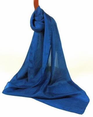 Woad-dyed silk scarf